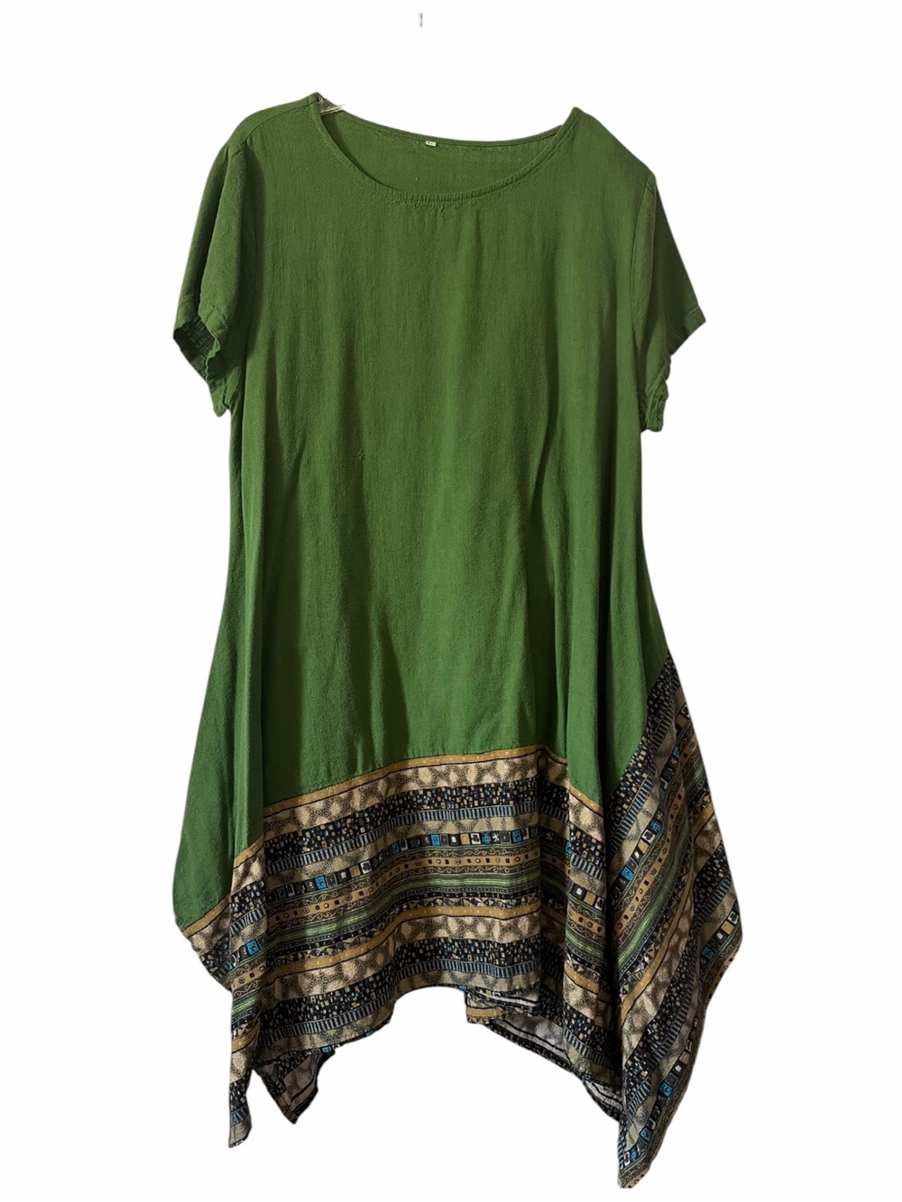 Cotton + linen blend vibrant green ethnic inspired boho tunic